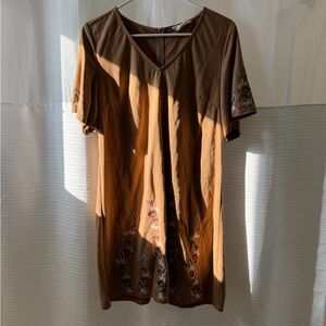 Brown Embroidered dress